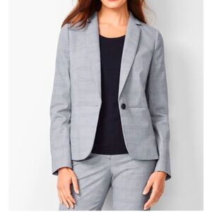 Talbots Glen Plaid Peplum Jacket Blazer Size 14 Petite Office Career